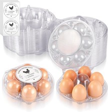 40 Pack Round 6 Count Plastic Egg Cartons Bulk with Date Stickers Half Dozen ...