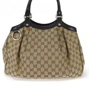 Gucci Authentique Sac Fourre Tout Sukey GG Toile Beige Marron Foncé Accessoires Femme