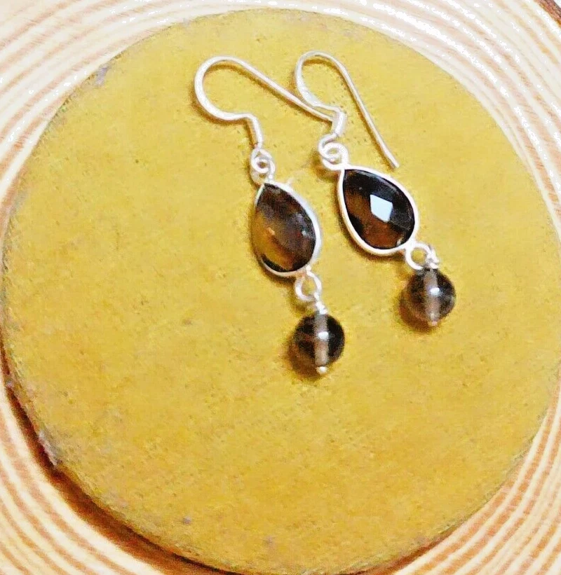 Orecchini pendenti in argento sterling 925 con pietre preziose di quarzo... - Immagine 2 di 2