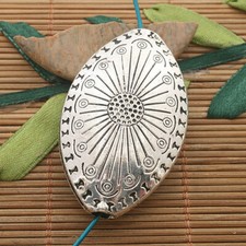 5pcs dark silver tone Oval flower spacer beads h3615