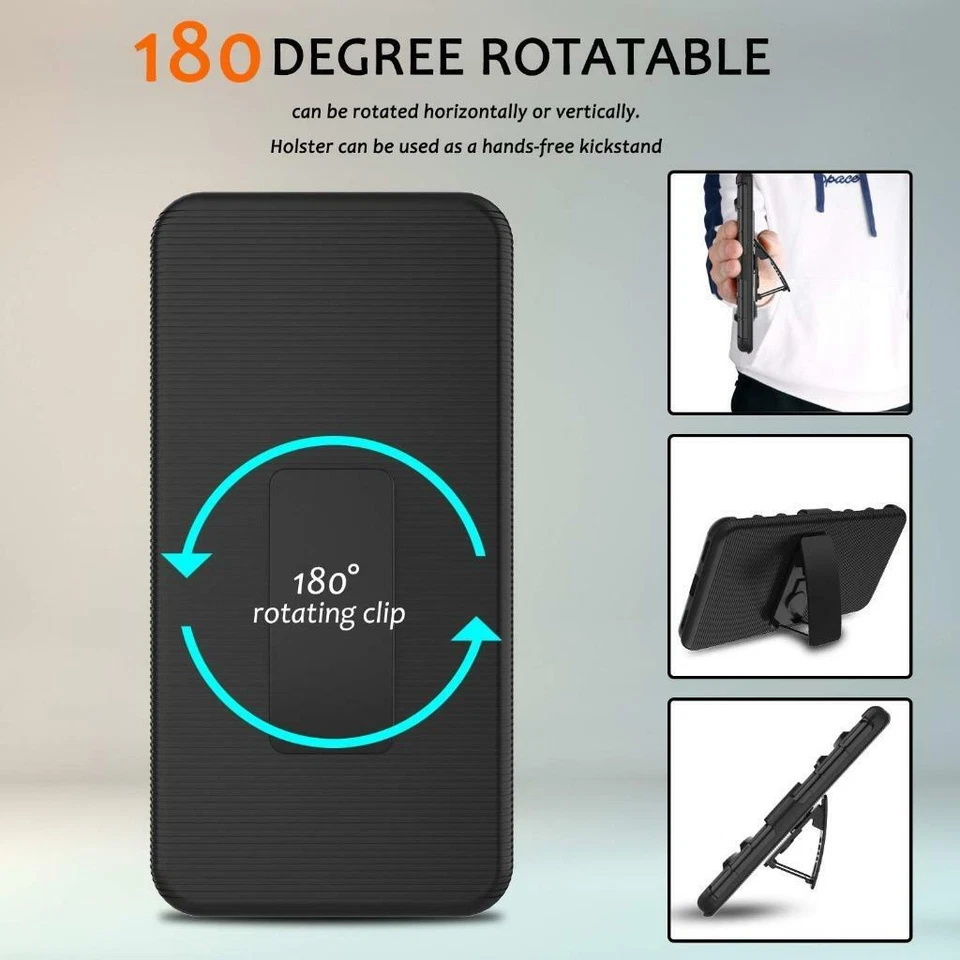 For Alcatel 3V (2019) Case Shockproof Holster Clip stand Cover + Tempered Glass - Image 4 of 4