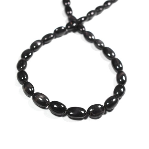 Natural Black Tourmaline Smooth Oval Gemstone 16" Beaded Necklace For Her & Him - Picture 7 of 7