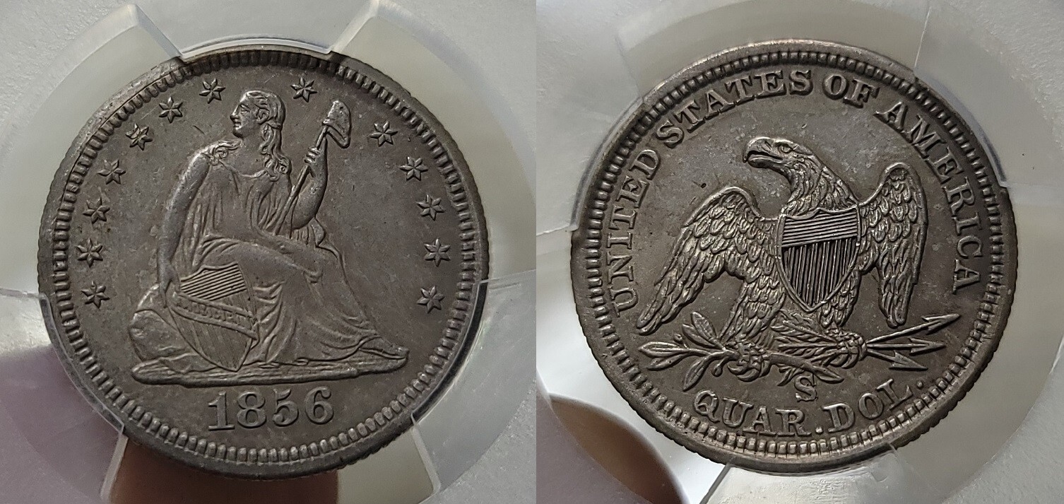 1856-S/S 25C Large/Small S 82 PCGS