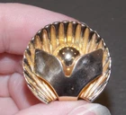 Vintage 1950's  Barclays Art Deco Shell Goldtone Pin Brooch Costume Jewelry