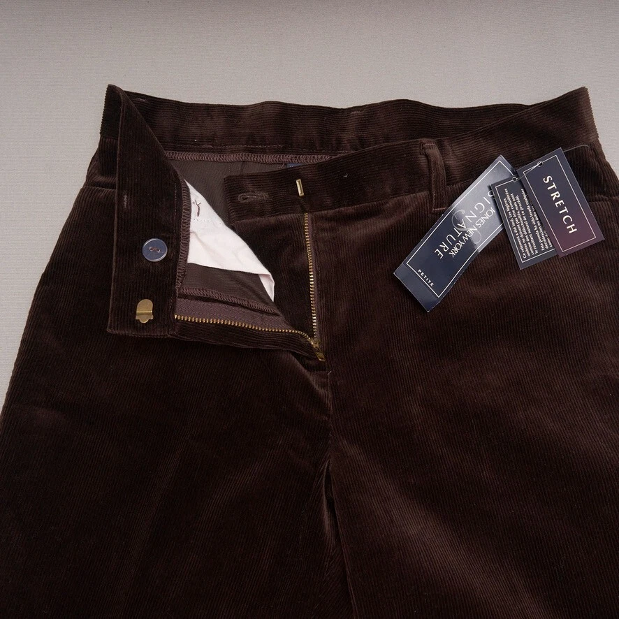 Calça de veludo feminina JONES NEW YORK 6P marrom algodão stretch assinatura nova com etiquetas - Imagem 2 de 4