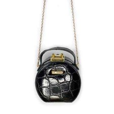 St. John Mini Purse Vintage 90s Black Patent Gator Chain Strap Crossbody