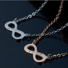 Stainless Steel Cubic Zircon Love Infinity Symbol 8 Charm Pendant Necklace PE11