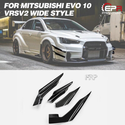 VRS V2 Style FRP Front Wide Double Hyper Canard Kits 4Pcs For Mitsubishi EVO 10