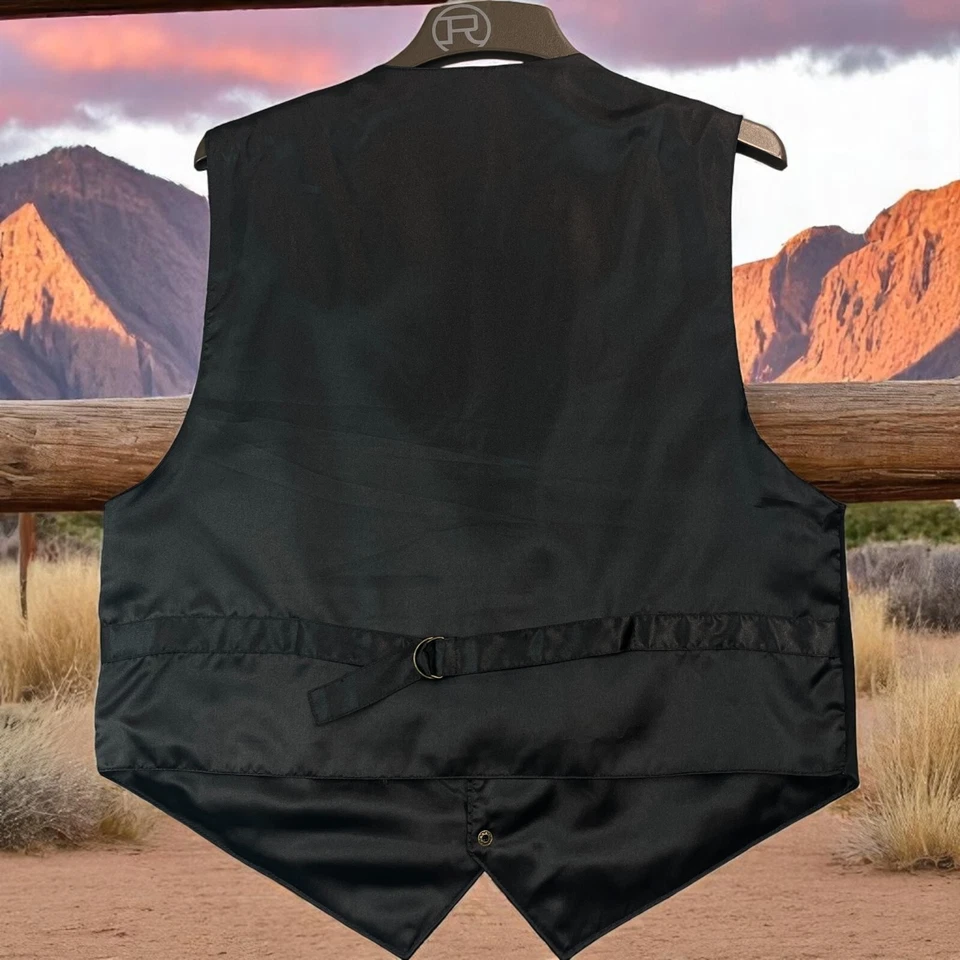Vtg SCULLY Vest Mens Lg Black Suede Leather Snap Front Western Adjustable Back - Image 4 of 4