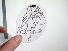 vtg 1960s 1970s Tattoo acetate stencil Waiting Lurking Vulture signed BR4