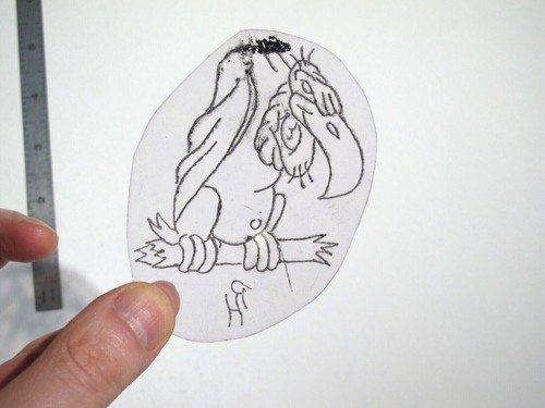 vtg 1960s 1970s Tattoo acetate stencil Waiting Lurking Vulture signed BR4