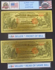 1875 US $5 Dollar US Banknote 24k Gold 24k VINELAND New Jersey Repro FREE SHIP!