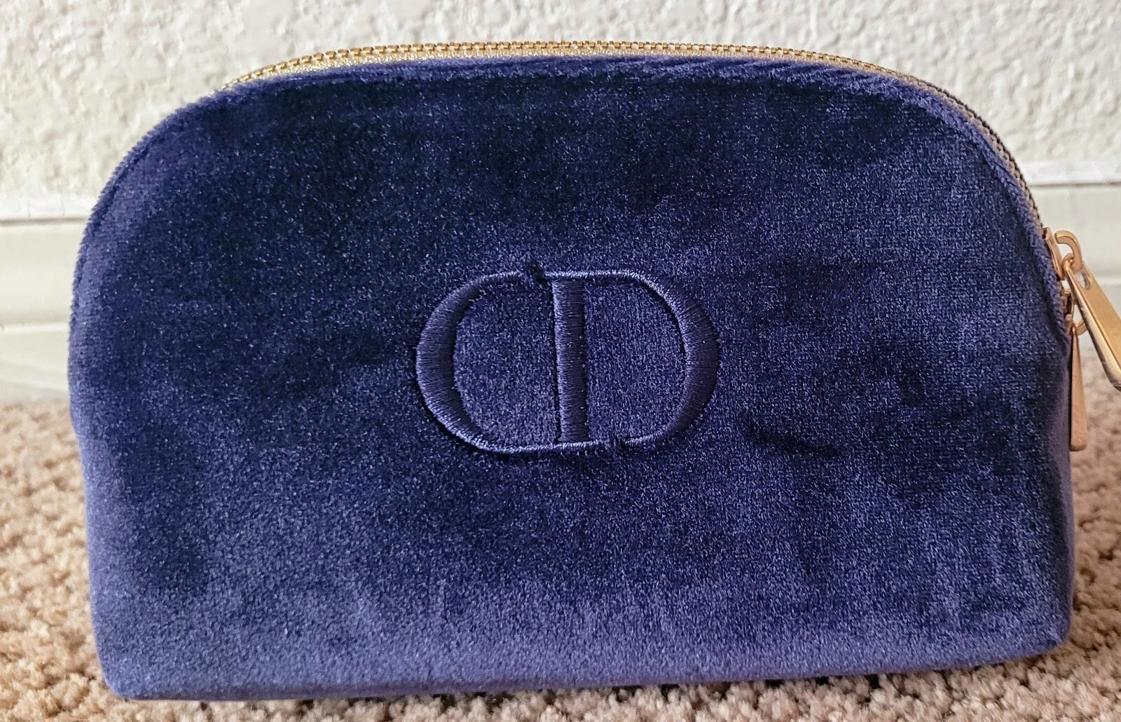 SAC/POCHETTE DE VOYAGE COSMÉTIQUE AUTHENTIQUE CHRISTIAN DIOR VELOURS/VELOUR LOGO NEUF SANS ÉTIQUETTE BLEU