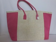 NWT Mainstreet Collection MSC X-Large Pink Linen Weekender Beach Bag Market Tote