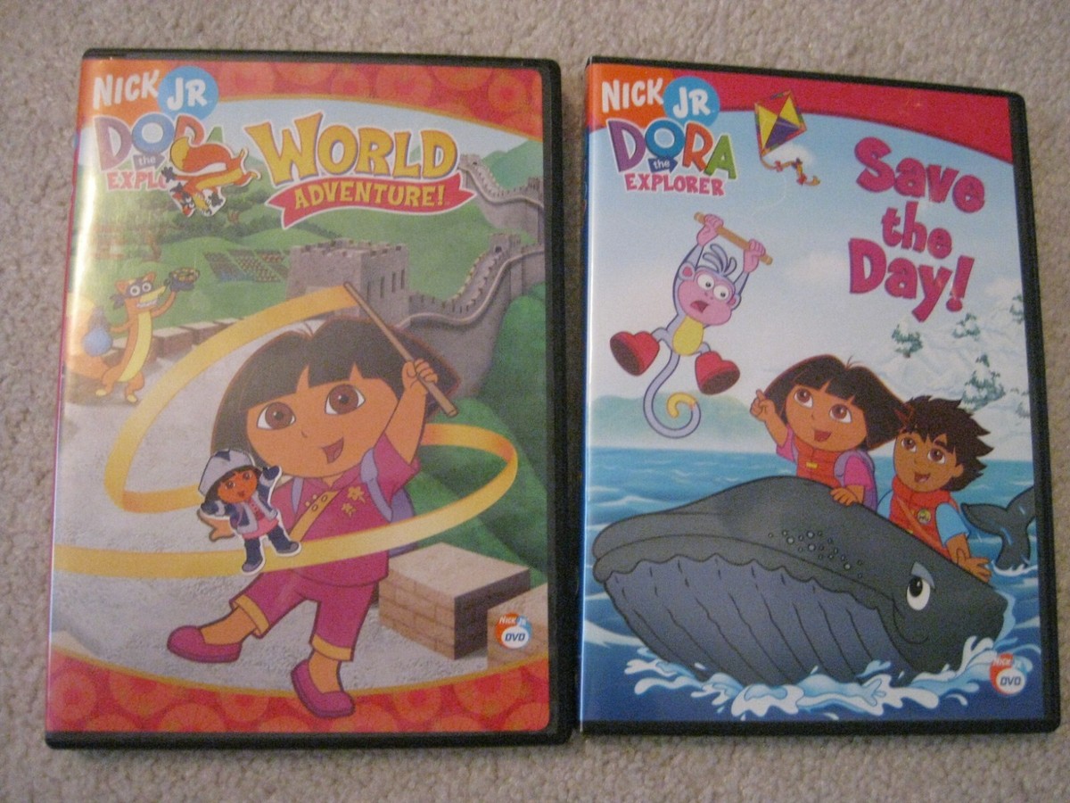 Set of 2 Dora the Explorer Children DVD Movies - World Adventure +