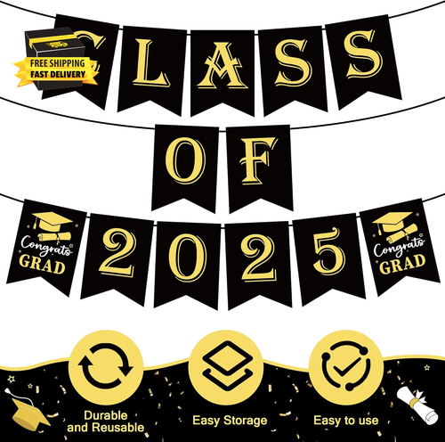 Graduation Decorations Banner Class of 2025-2025 Graduation Party Decorations - - Picture 4 of 7