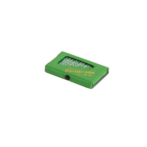 Dominoes Double 6 Six Travel Size Mini Set Green Tile & Case - Picture 2 of 2