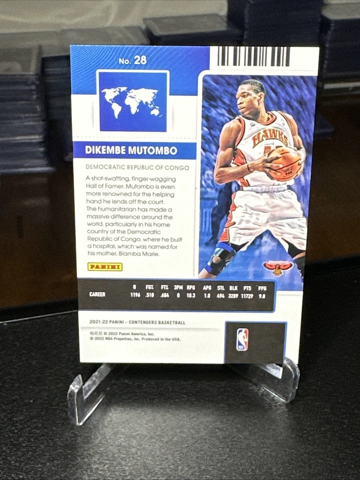 2021-22 Panini Contenders - International Ticket #28 Dikembe Mutombo - Green Ice - Image 4 of 4