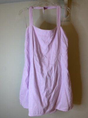 ABERCROMBIE & FITCH Lavender Linen Blend Halter Mini Dress XLP | eBay