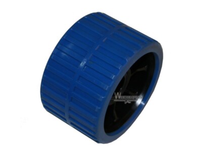 blaue Polyurethan Kielrolle b=74 Ø=120 mm  Innen-Ø 22mm