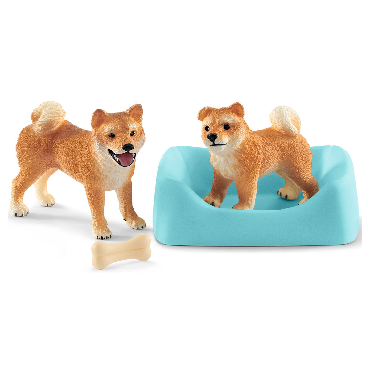 Schleich Shiba Inu Mutter Und Welpe Sammlerstück Hund Zahlen Figurinen