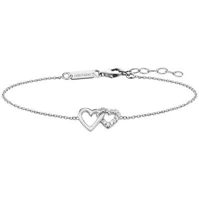 Julie Julsen Armband  925/- Sterling Silber rhodiniert 2 Herzen mit 12 Zirkonia