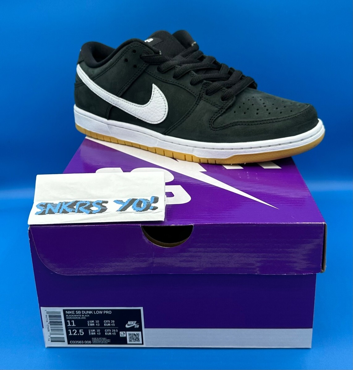 Nike SB Dunk Low Pro Black Gum (CD2563-006) Sizes 11 and