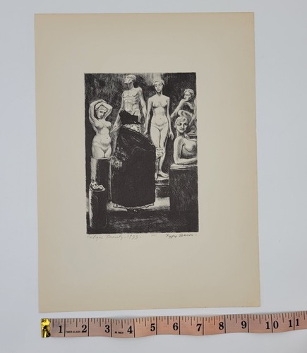 "Antique Beauty" Art 1933 Print Lithograph Sketch Signed by Peggy Bacon - Picture 8 of 9