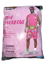 Spooktacular Creation Pink Workout Costume Adult Men’s  Small Neon Fun - Read