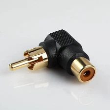 Gold Plated Right Angle Audio/Video RCA/Phono Male to Female Adapter 90 Degree