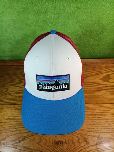 Patagonia Hat Cap Adult Red White Blue Mesh Snap Back Trucker Outdoors Hiking - Picture 9 of 12