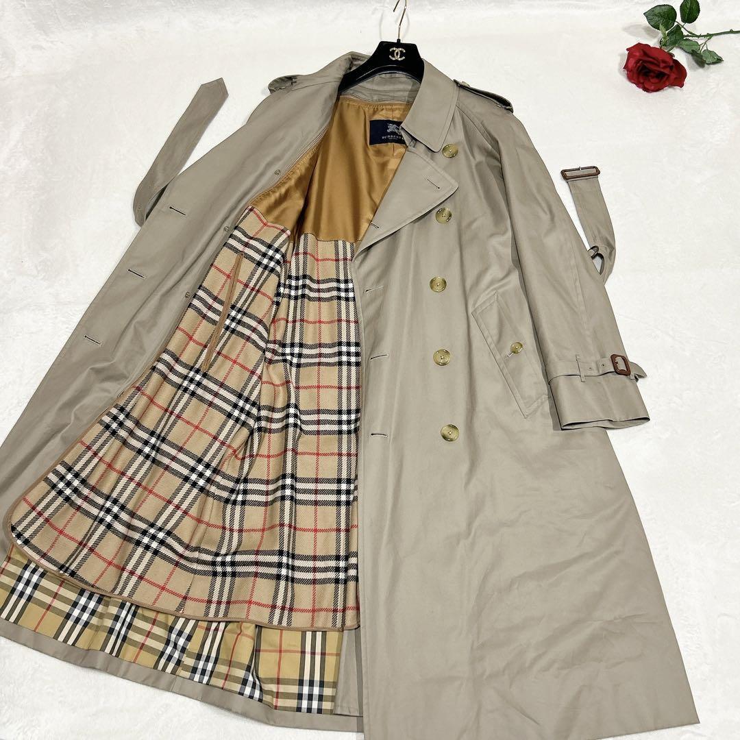Burberry London Trench Coat Wool Greige XXL Nova Check Rubber Belt