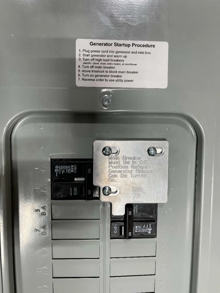 Enclavamiento generador 100 amperios Eaton o Siemans o ITE #WR 78 Foto 2 de 4