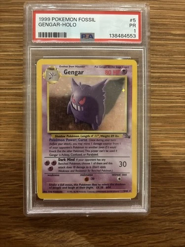PSA 1 PR 1999 Fossil Gengar Holo 5/62 Holo Foil WOTC Pokemon Unlimited