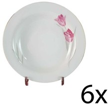 6er Set Suppenteller Goldrand Zeh Scherzer Rote Rose mit