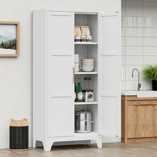 61"H Metal Kitchen Pantry Storage Cabinet with Handles Storage Shelves Cupboard