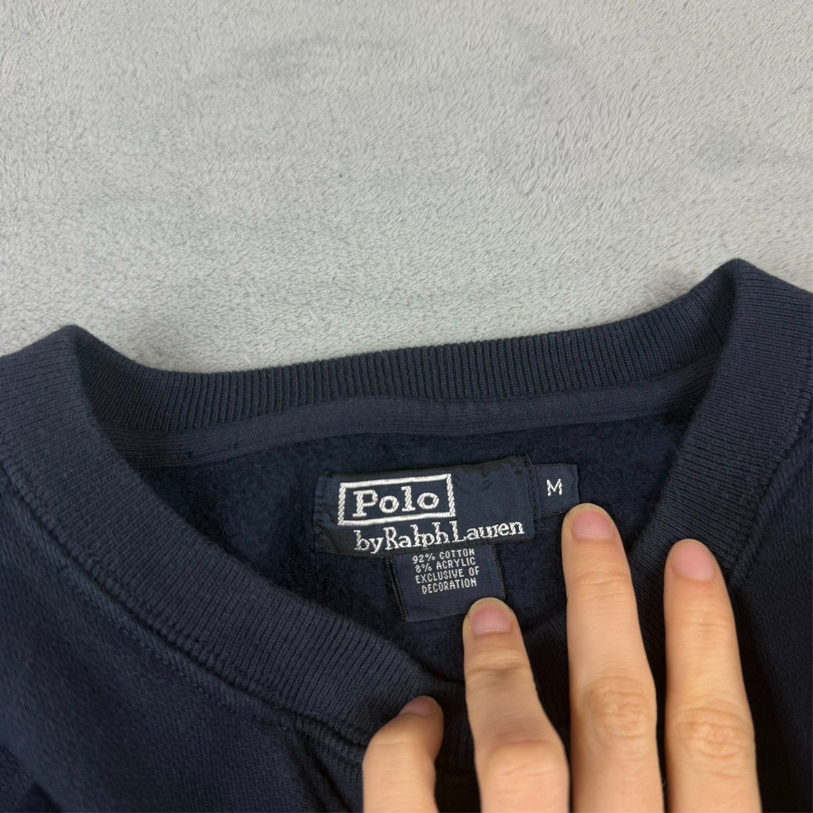 Vintage Polo Ralph Lauren 1990's Navy Big Pony Size Medium Pullover Sweatshirt image 5