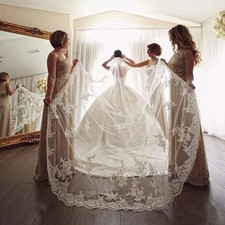 EllieWely 1 Tier 3M 118 Inch Sequin Lace Cathedral Bridal Wedding Veil with