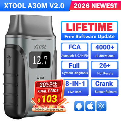 XTOOL A30M V2.0 Wireless OBD2 Scanner Car Bidirectional Diagnostic Tool 26+Reset