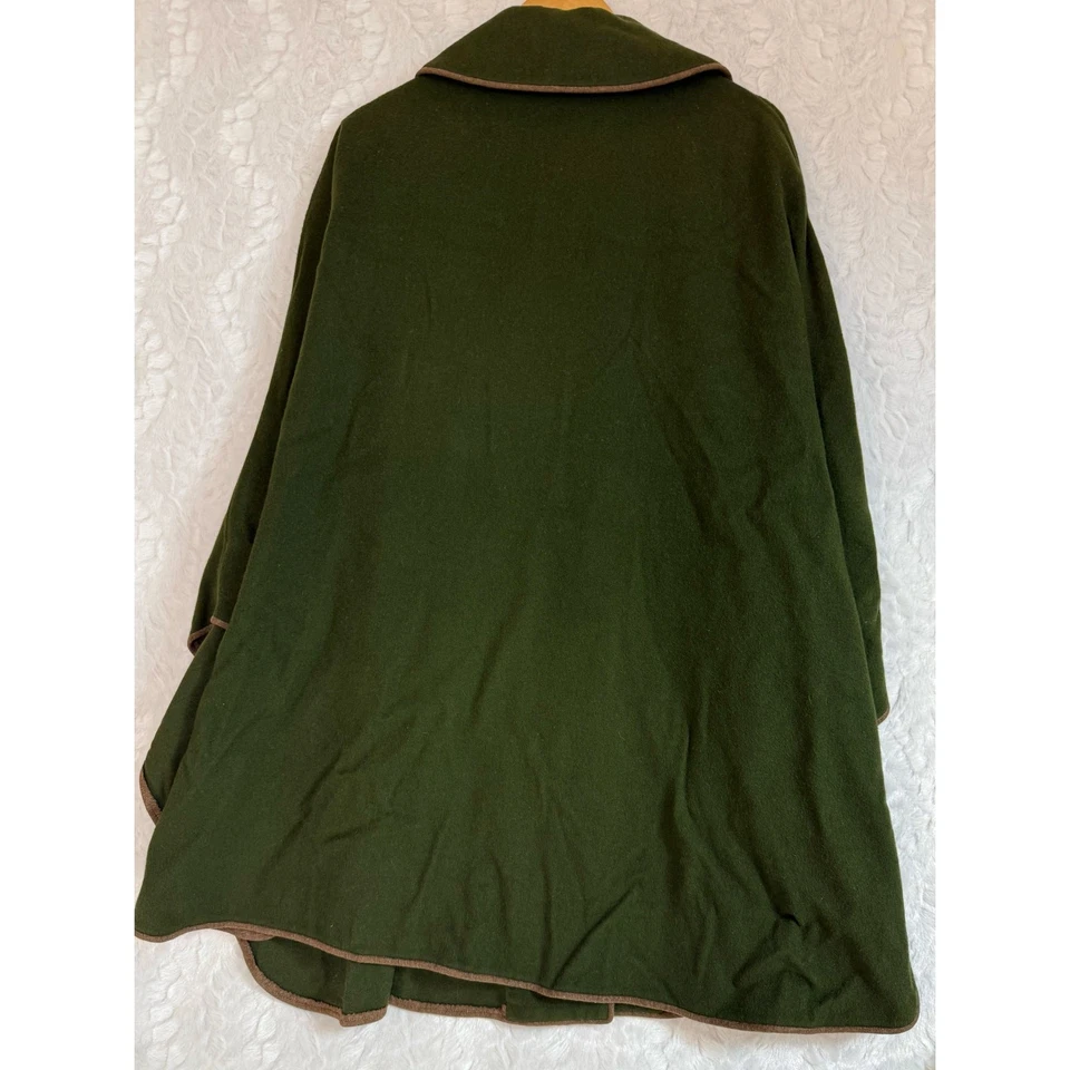VTG 50s Lanz of Salzburg Green Wool Hunting Cape Antler Buttons Austria 95 M / L - Image 4 of 4