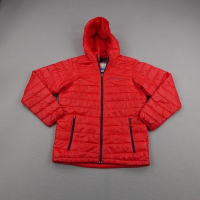Columbia Jacket Mens Small Red Puffer Omni Heat Down Coat Parka Quilted Zip Up