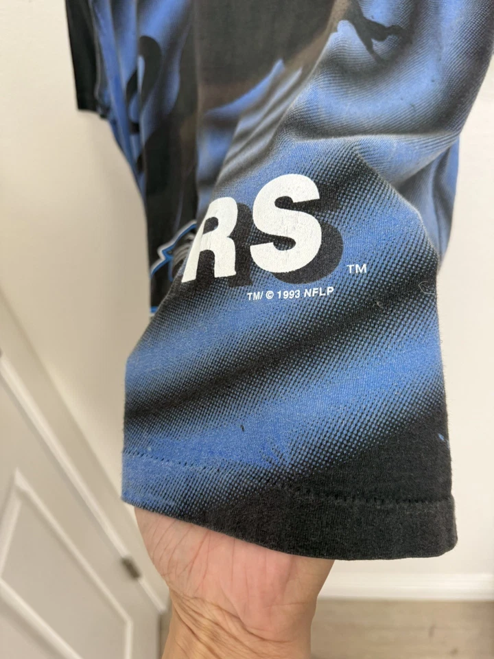 Винтажная мужская рубашка Carolina Panthers большая черная повсюду AOP одинарный шов 1993 - Изображение 3 из 4