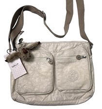 Kipling Coralie Beige Nylon Crossbody Bag Purse Zip Monkey Charm Medium With Tag