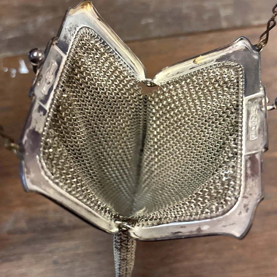 Cartera Bolso Cota de Malla Vintage Whiting & Davis EL SAH Años 50 60 70 Moneda Pequeña Foto 3 de 4