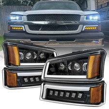 LED Headlight DRL Bumper Lamps For 2003-2006 Chevy Silverado 3500 Avalanche