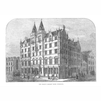 LIVERPOOL New Branch Matrosenhaus in der Luton Street - antiker Druck 1876