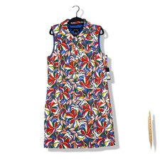 Jessica Howard Sleeveless Collared Shift Dress Women 12 Colorful Floral Mod NWT