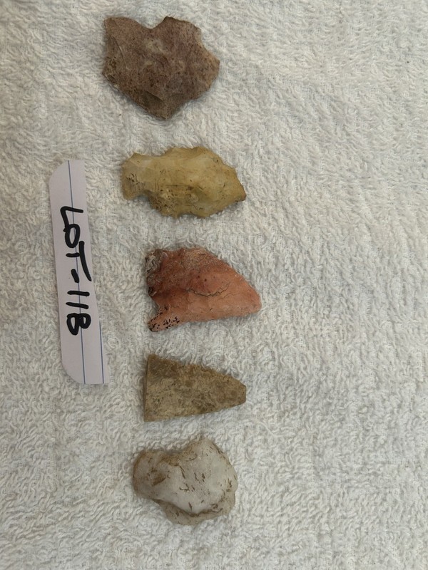 Lot Of 5 Authentic Native American Indian Arrowheads