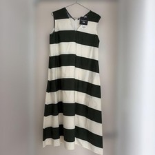 UNIQLO x Marimekko V-Neck Dress Green Stripe - Size M NEW