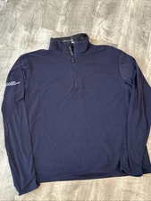 Greyson Golf 1/4 Zip Men's Large Blue Long Sleeve Wicking Strech ADG Embroidered
